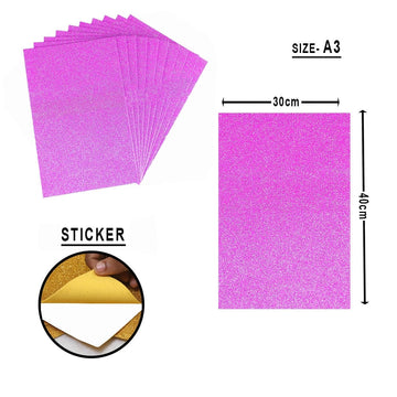 Glitter Foam Sheet Without Sticker  (A3 Rani Pink)