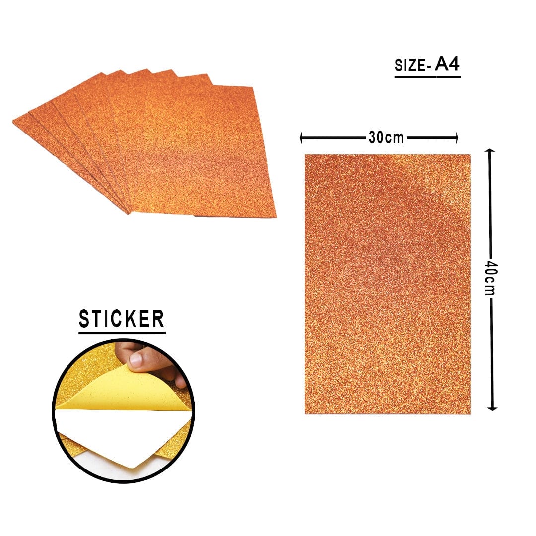Ravrai Craft - Mumbai Branch Scrapbooking & Designed Papers Glitter Foam Sheet Without Sticker (A4 Orange )