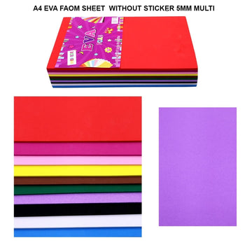 Ravrai Craft - Mumbai Branch Scrapbooking & Designed Papers Multi-Colored A4 EVA Foam Sheet - 5mm Thickness, Sticker-Free for Versatile Crafting