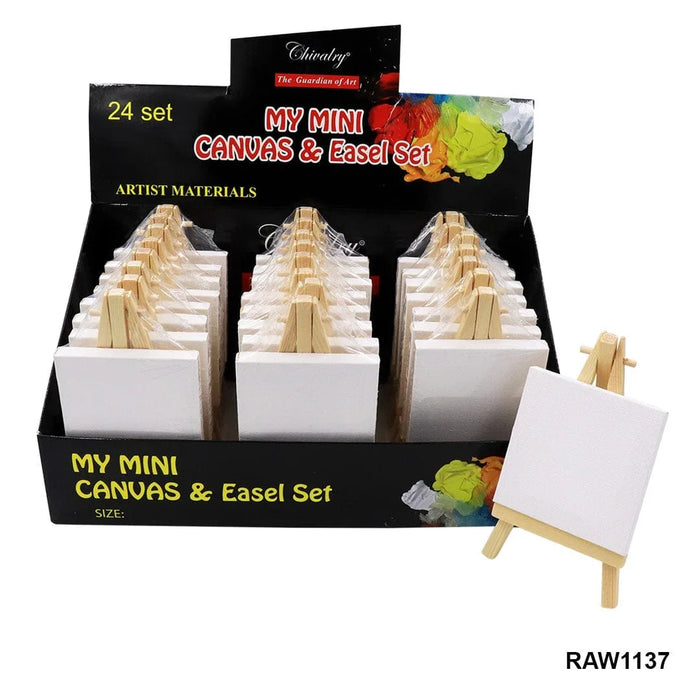 Wooden Easel With Canvas (8*8cm) | Pack of 1 Easel & canvas