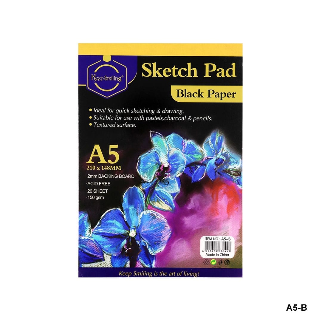 Ravrai Craft - Mumbai Branch Stationery "Midnight Dreams Sketch Pad: A5 Black Paper - 20 Sheets"