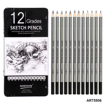 Ravrai Craft - Mumbai Branch Stationery Premium Sketching Pencil Set - 12Pcs Metal Box Raw-1832 Art 5506