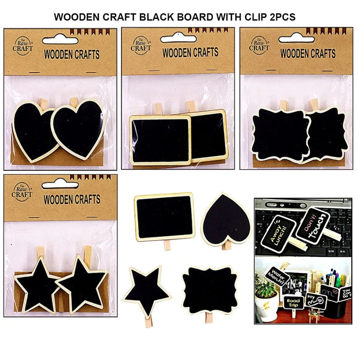 wooden black board with clips Assorted shapes (2pcs) Pack Of 1