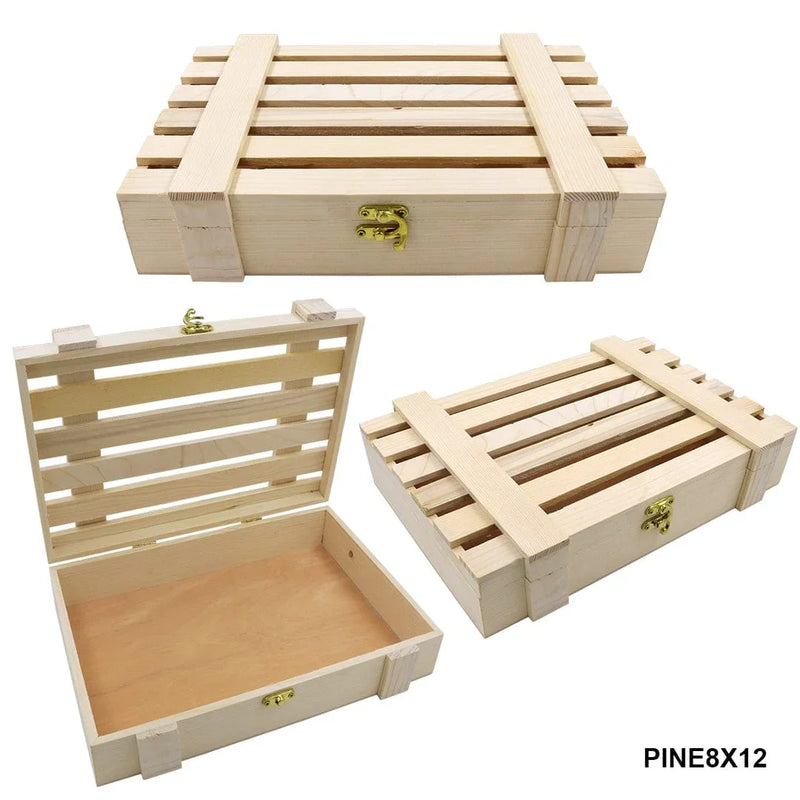 Ravrai Craft - Mumbai Branch Wooden Box Drawer Pine Wooden Box Strip 8x12x2.5 inches