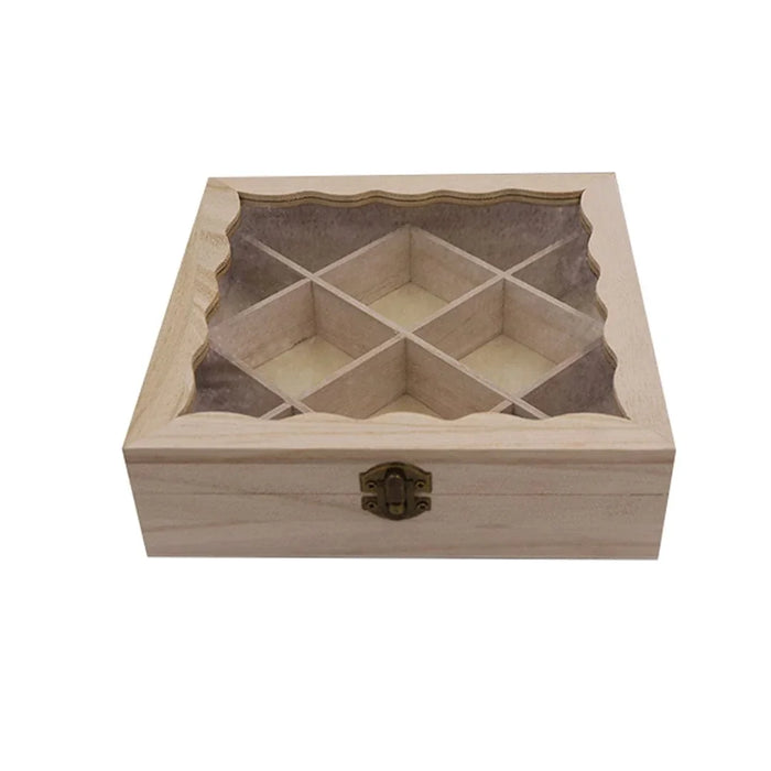 Wooden Box Square Partition Glass Cover