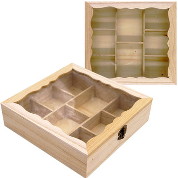 Ravrai Craft - Mumbai Branch Wooden box Wooden Box Square Partition Glass Cover