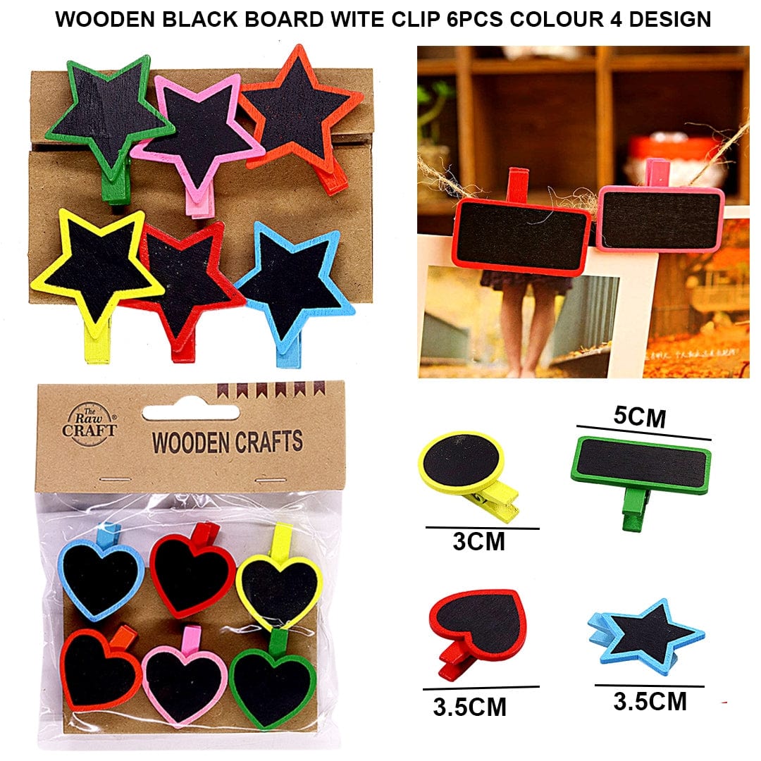 Ravrai Craft - Mumbai Branch wooden clips Wooden black board with clip 6pcs colour