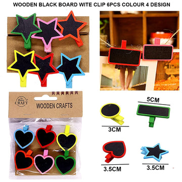 Wooden black board with clip 6pcs colour