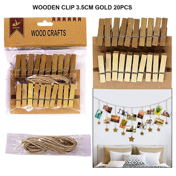 Ravrai Craft - Mumbai Branch wooden clips Wooden clip 3.5cm gold 20pcs raw4036