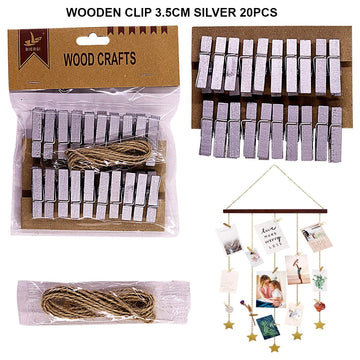 Ravrai Craft - Mumbai Branch wooden clips WOODEN CLIP 3.5CM SILVER 20PCS RAW4035