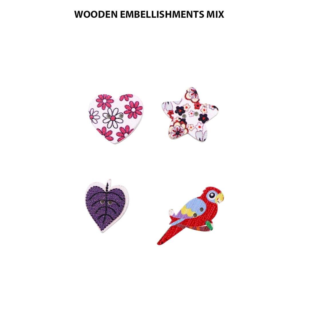 Ravrai Craft - Mumbai Branch WOODEN EMBELLISHMENT Wooden Embellishments Mix