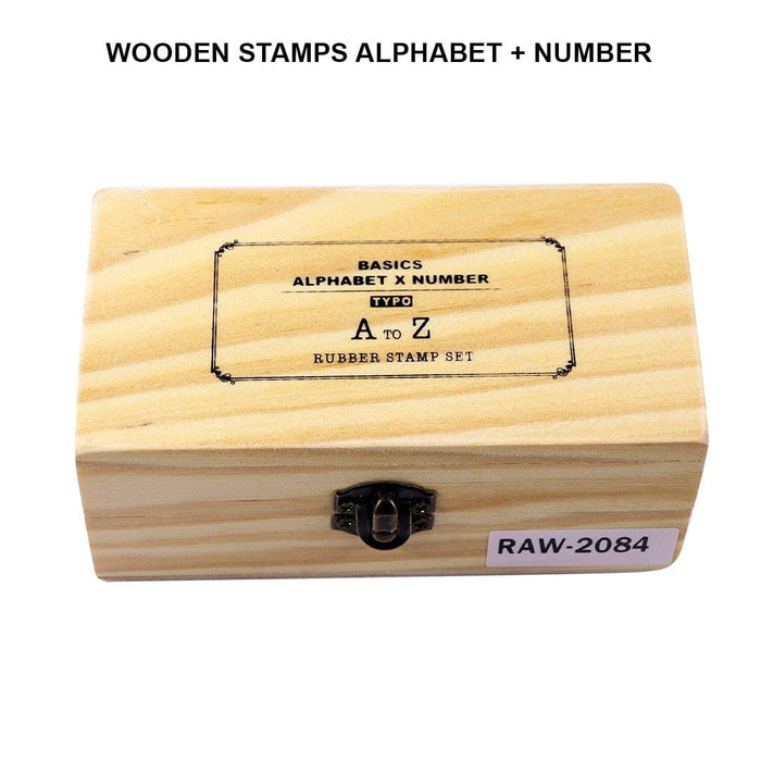 wooden stamps alphabet or number with ink