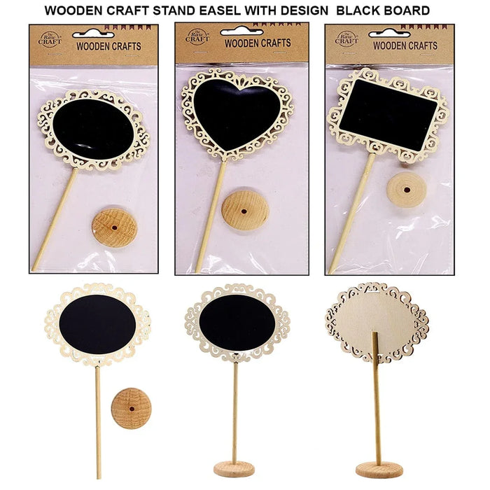 Wooden stand with design black board