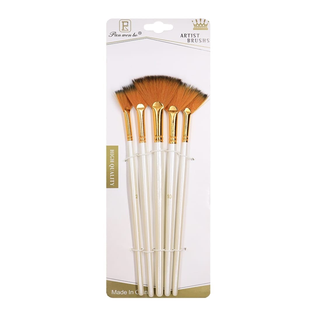 Ravrai Craft Paint Brushes Artist Fan Brush Set: Set of 5 Brushes for Creative Fan Effects