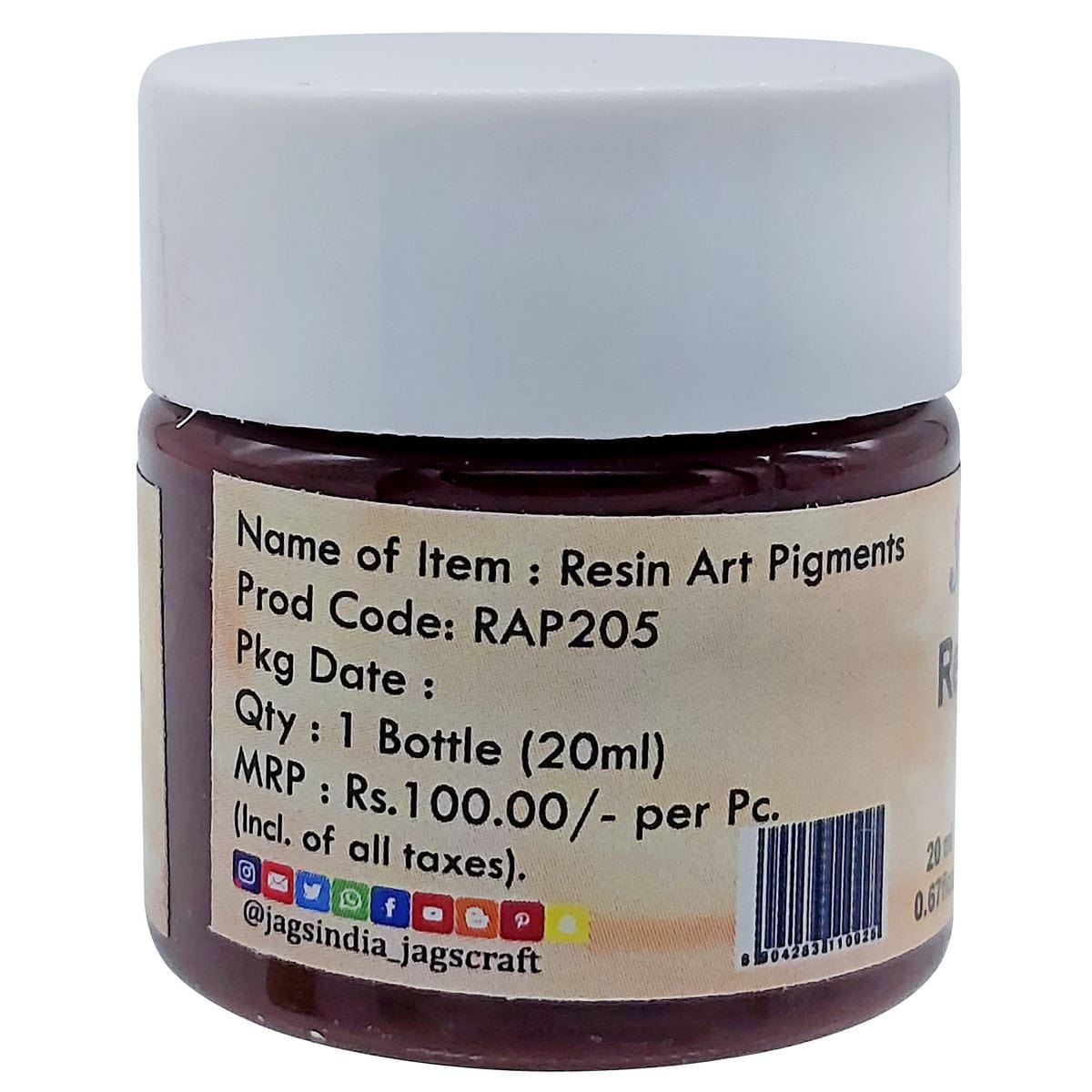 jags-mumbai Resin Pigment Resin Art Pigments 20ML Deep Brown RAP205