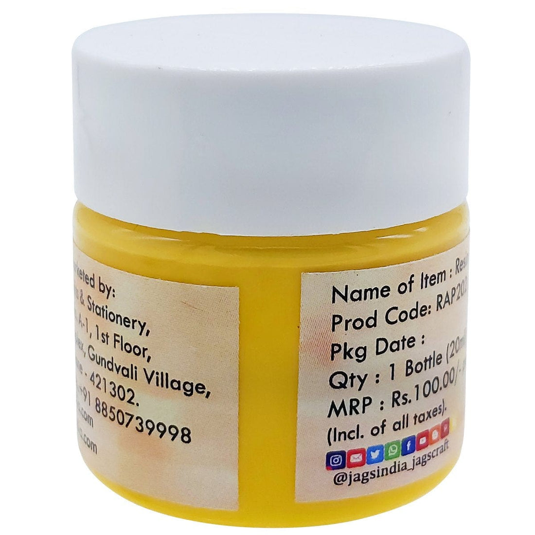 jags-mumbai Resin Pigment Resin Art Pigments 20ML Light Yellow RAP202