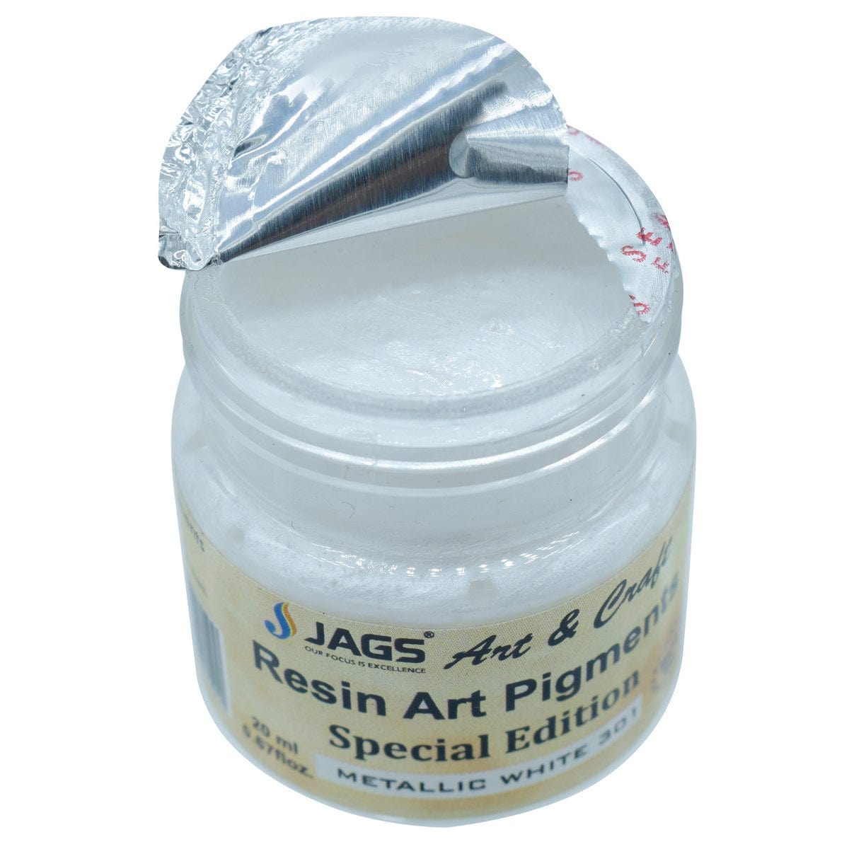 jags-mumbai Resin Pigment Resin Art Pigments 20ML Metallic White 301 RAP250