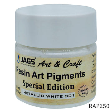 jags-mumbai Resin Pigment Resin Art Pigments 20ML Metallic White 301 RAP250