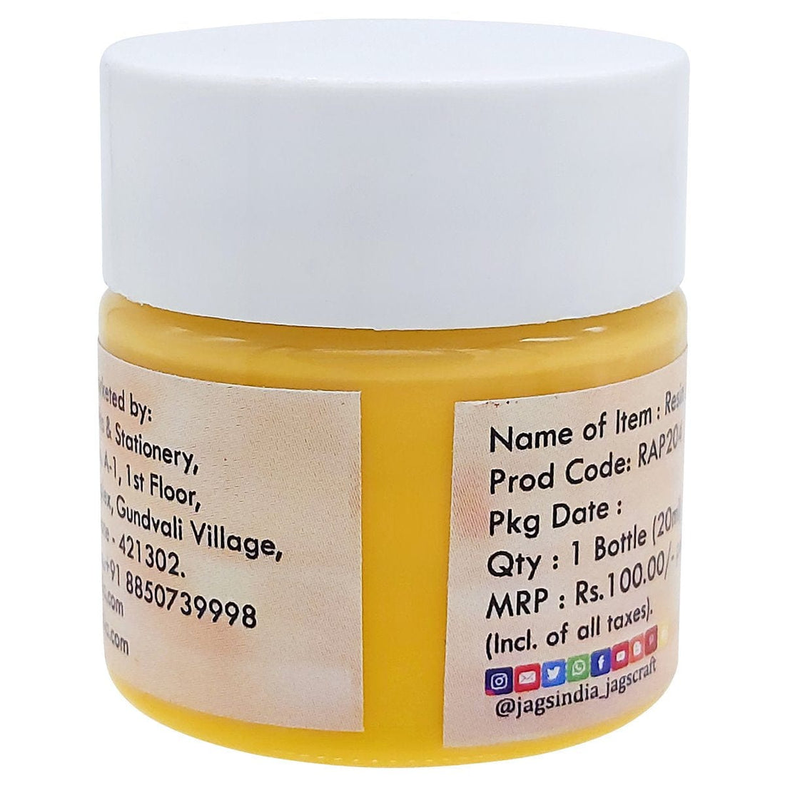 jags-mumbai Resin Pigment Resin Art Pigments 20ML Pastel GoldenYellow RAP204