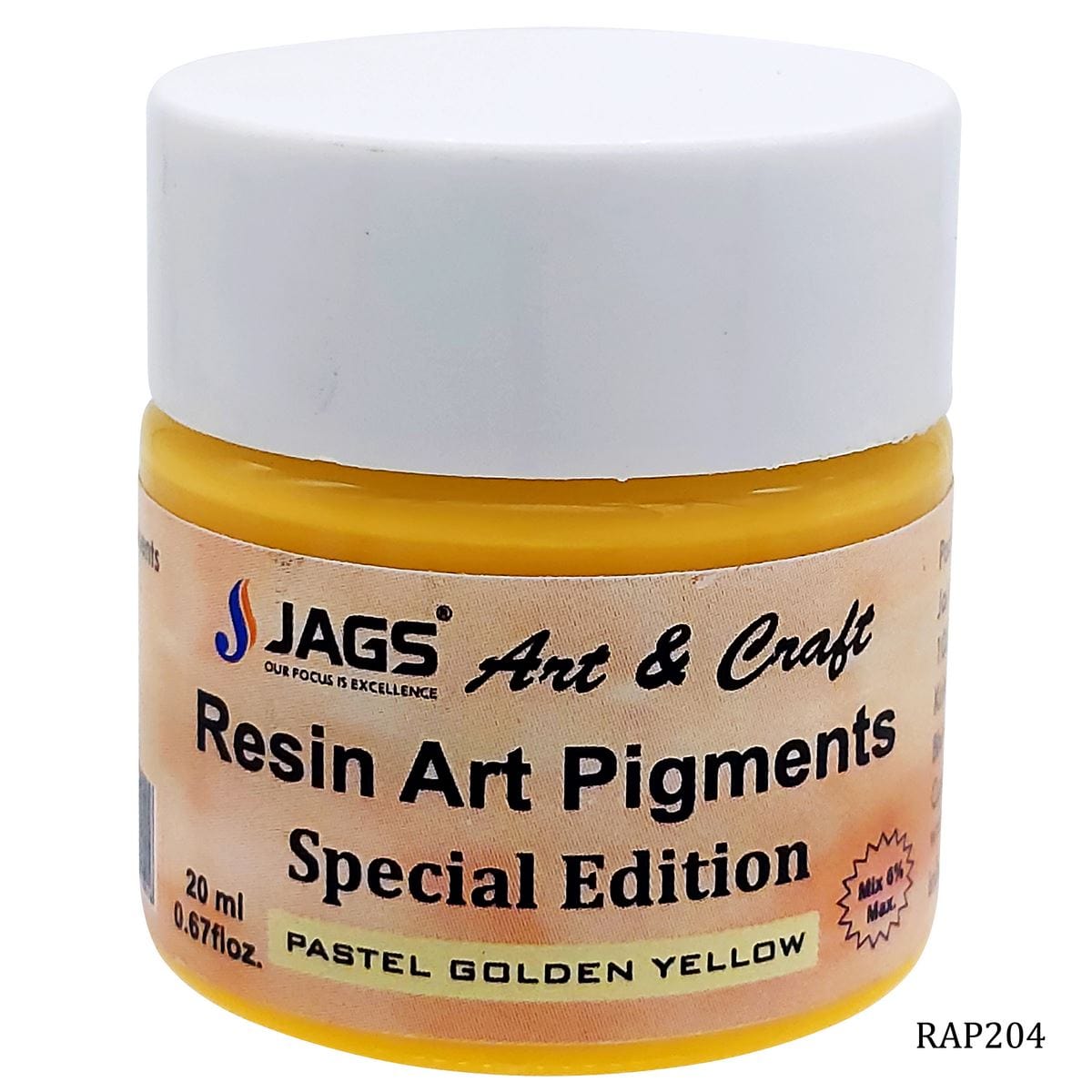 jags-mumbai Resin Pigment Resin Art Pigments 20ML Pastel GoldenYellow RAP204