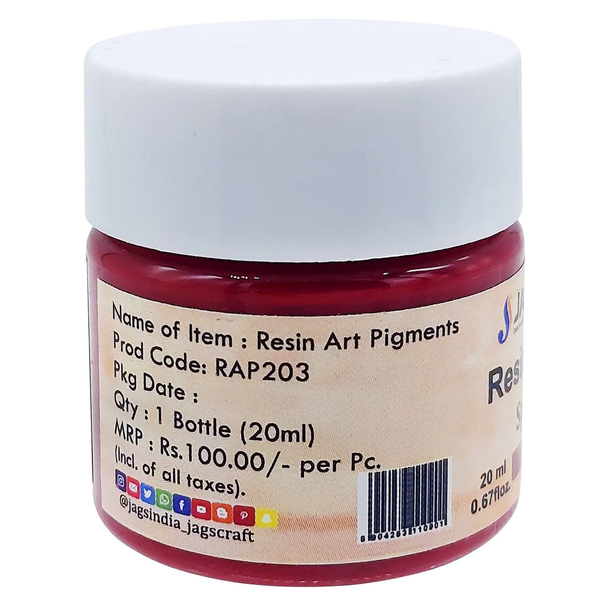 jags-mumbai Resin Pigment Resin Art Pigments 20ML Red RAP203