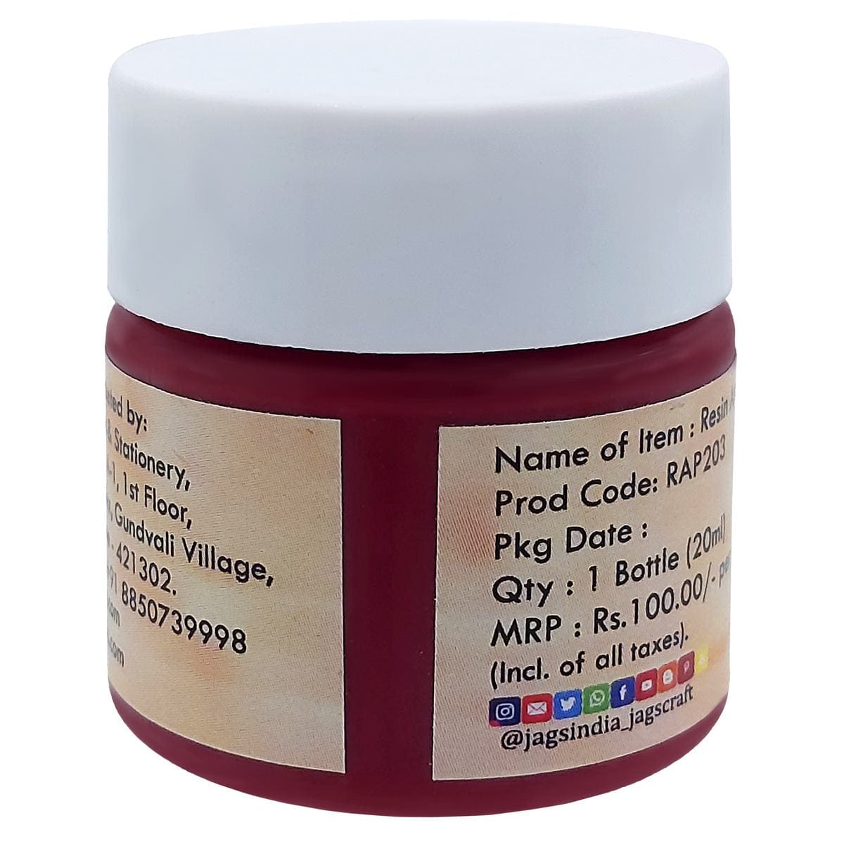 jags-mumbai Resin Pigment Resin Art Pigments 20ML Red RAP203