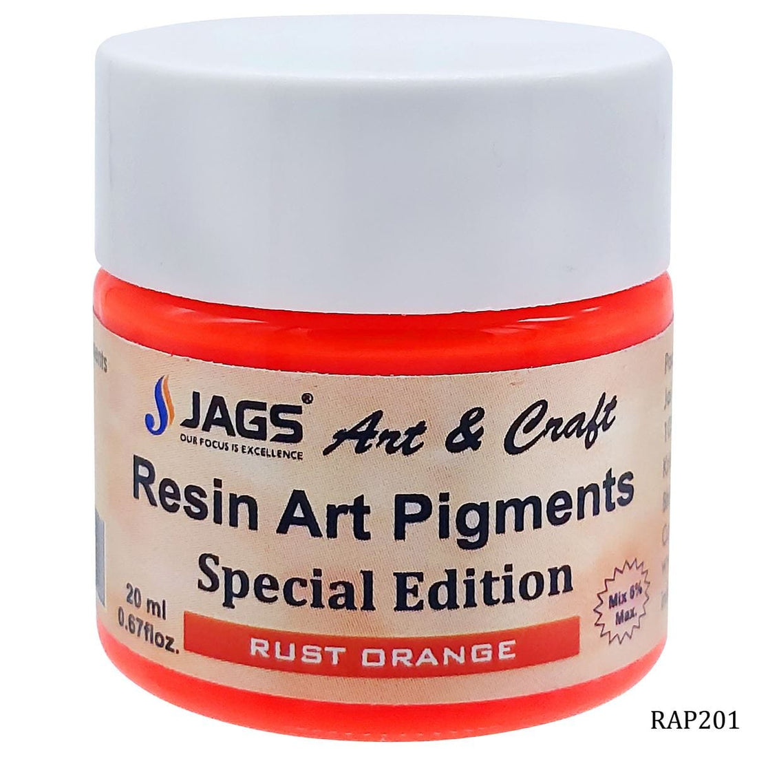 jags-mumbai Resin Pigment Resin Art Pigments 20ML Rust Orange RAP201