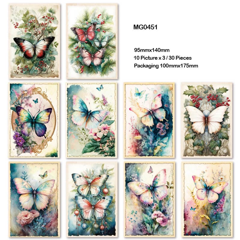 MG Traders 1 Paper Mg0451 Retro Butterfly Paper Sheets 95*140Mm 30P