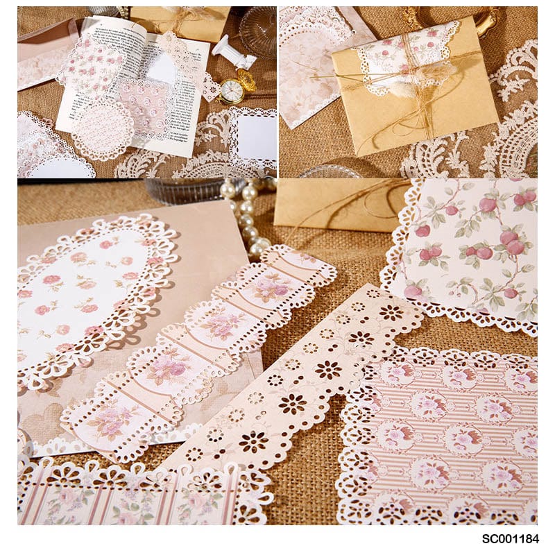 MG Traders Journaling stickers Sc001184 Retro Lace Border Paper Cutout 20Pc