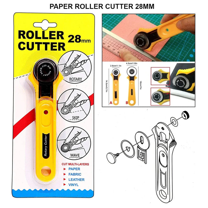 Precision Straight Handle Rotary Cutter 28mm for Fabric & Paper Crafts