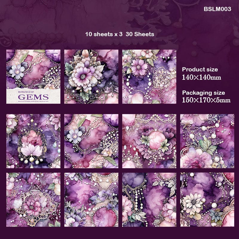 Bslm003 Romance Of Gems Paper Sheet 140X140Mm 30Pc