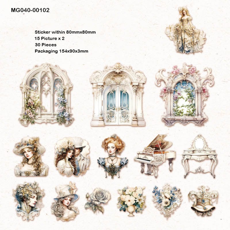 Mg040-00102 Romantic Baroque Deco Sticker 30Pc