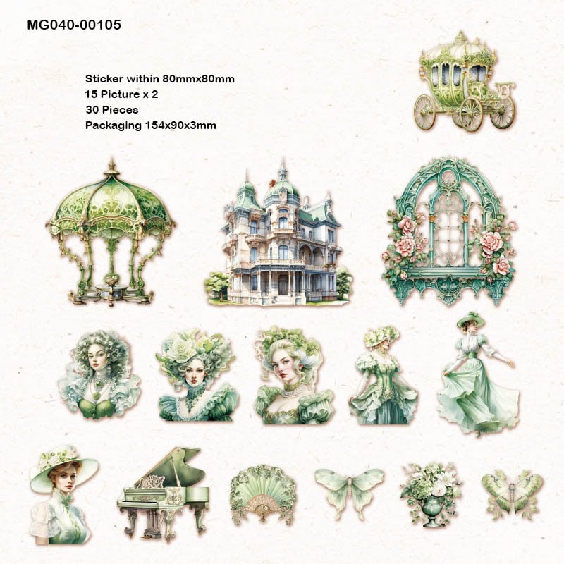 Mg040-00105 Romantic Baroque Deco Sticker 30Pc