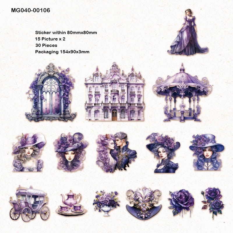 Mg040-00106 Romantic Baroque Deco Sticker 30Pc