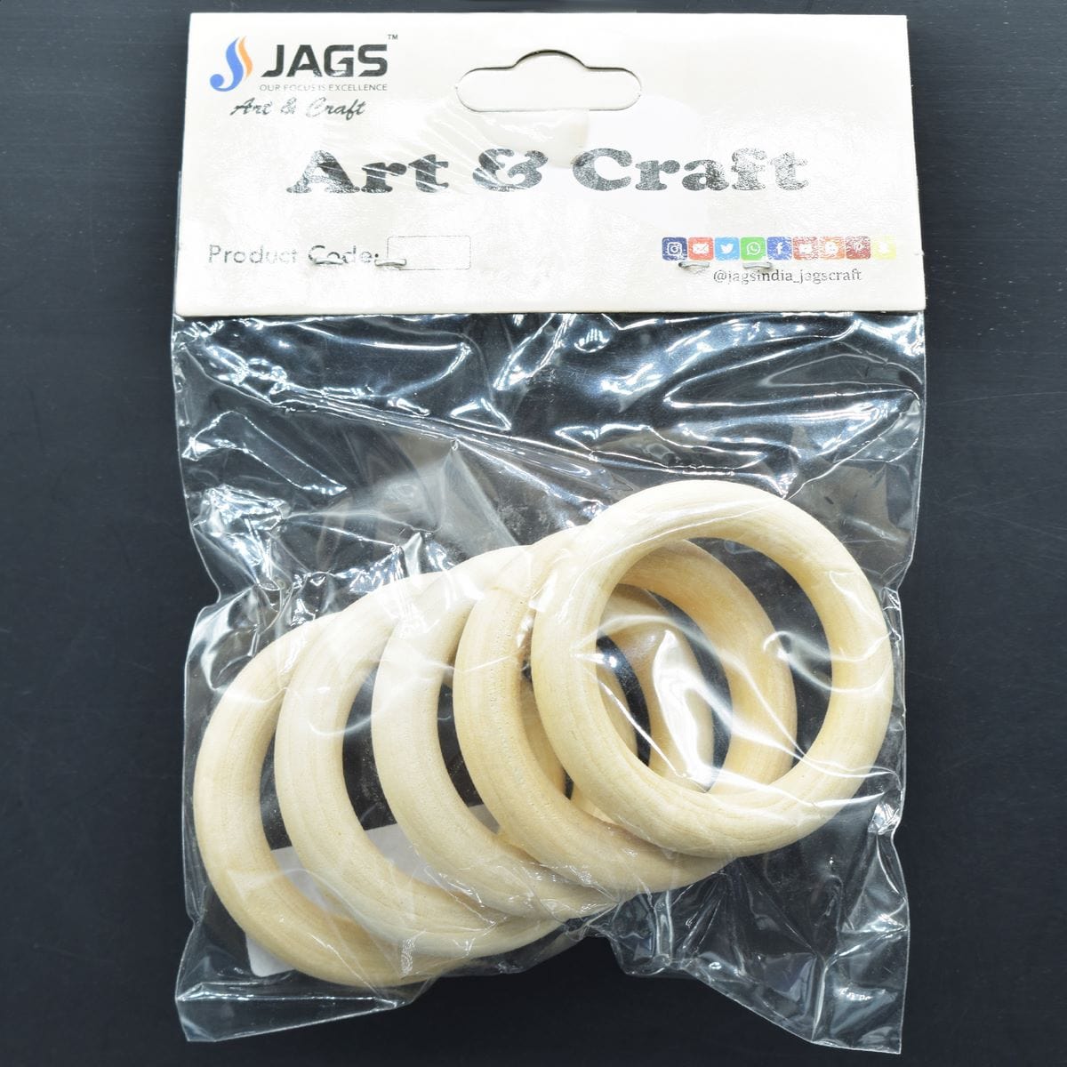 jags-mumbai Wooden Slice Round Wooden Ring 50MM 5Pcs Set