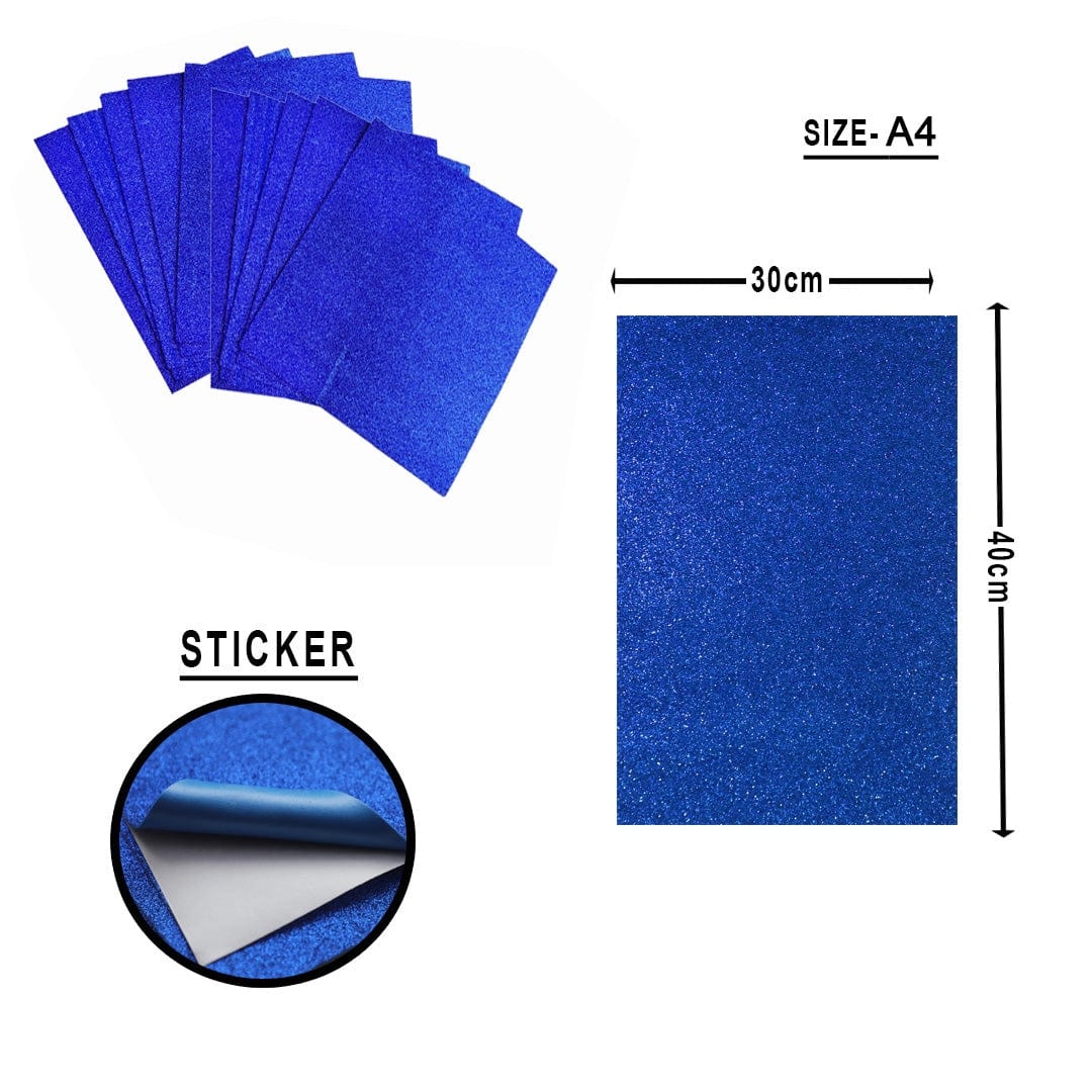 Ravrai Craft - Mumbai Branch School Project Royal Blue Glitter Foam Sheet (A4)