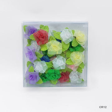 Satin Cloth Flower 24Pc Tp Multi (Cr12)