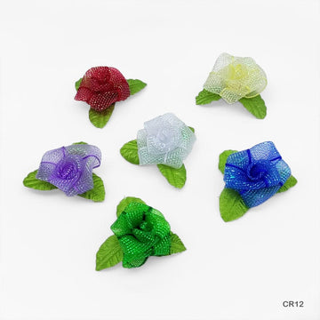 Satin Cloth Flower 24Pc Tp Multi (Cr12)