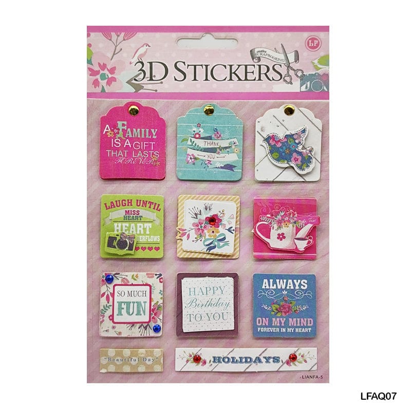 MG Traders Pack Stickers Lfaq07 Scrapbooking 3D Journaling Sticker  (Contain 1 Unit)