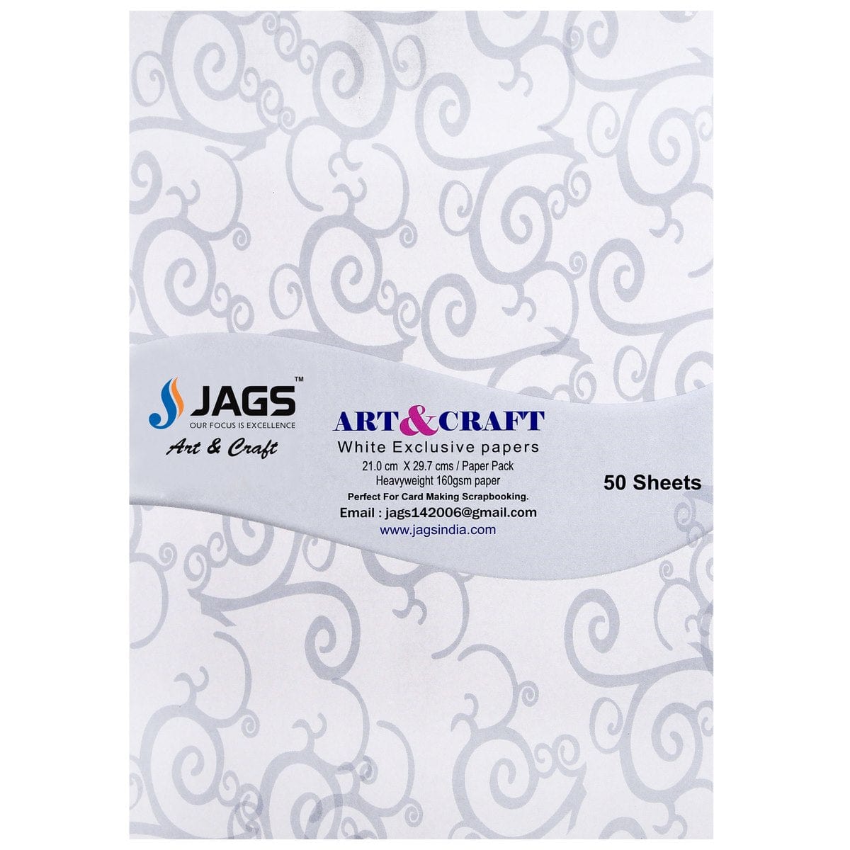 jags-mumbai Designed Paper Scrapbooking paper packs ,printed greeting papers of Paper Jags A5 White Exclusive WEPA5X50