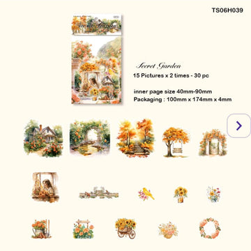 Secret garden Journaling Sticker l Garden landscape series l Pack 30 Pc