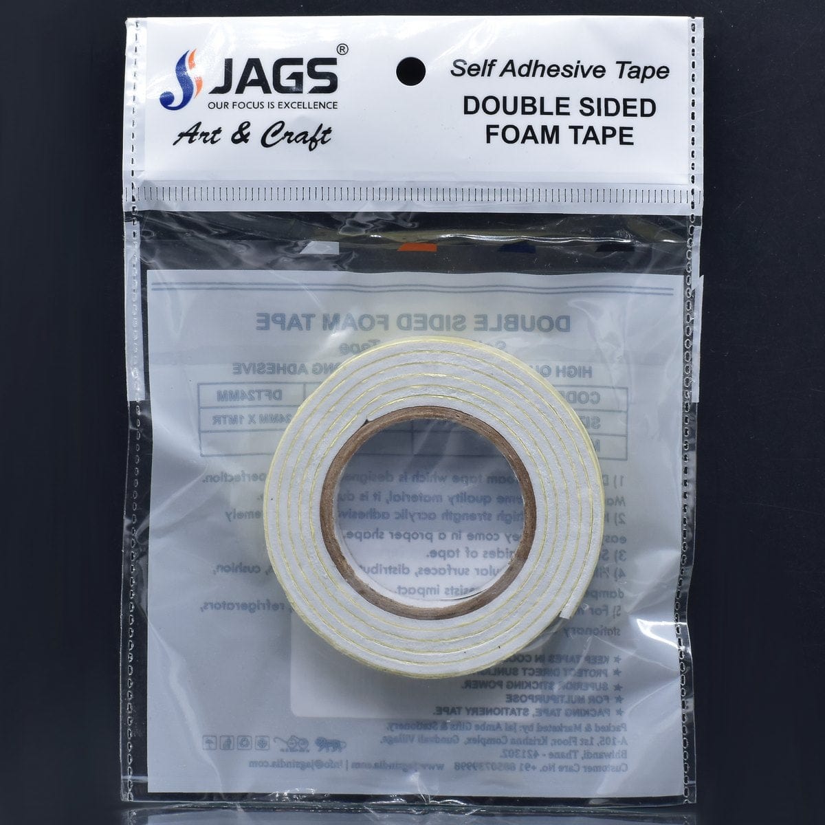 jags-mumbai Two way tape 12mm Self Adhesive Two Way Tape, Double Sided Tape- foam tape