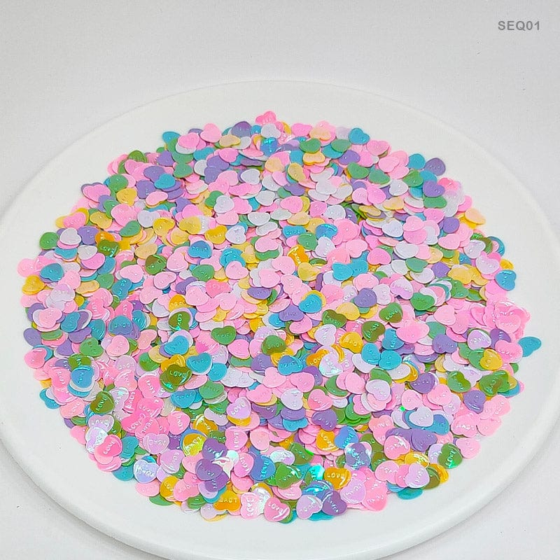 MG Traders Sequin Sequins 1Kg Seq01 Multi Heart 10Mm