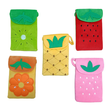 Shakti Keychain pouch Fruit Theme Children Coin Purse - Cute Cartoon Animal Shoulder Bag (Pack of 1, Assorted Colors)