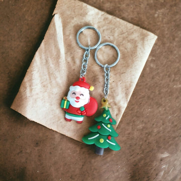 set of 2 Christmas Xmas key ring chain - Santa keychain