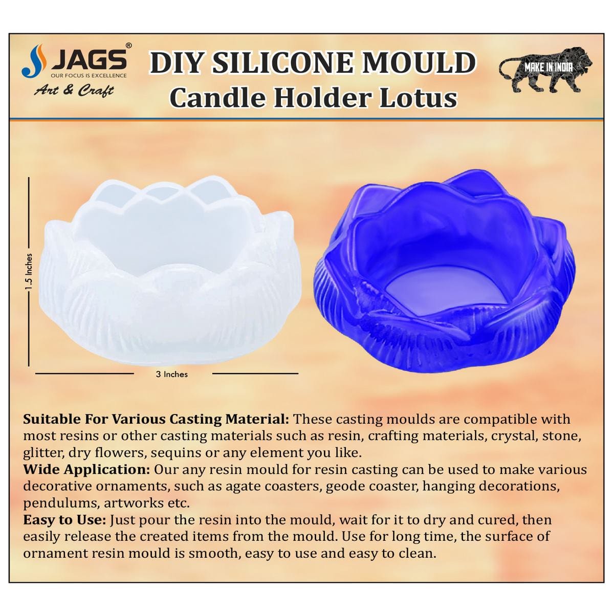 jags-mumbai Mould Silicone Mould Candle Holder Lotus SMCH03