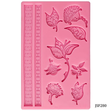 Silicone Mould Flower & Border JSF280