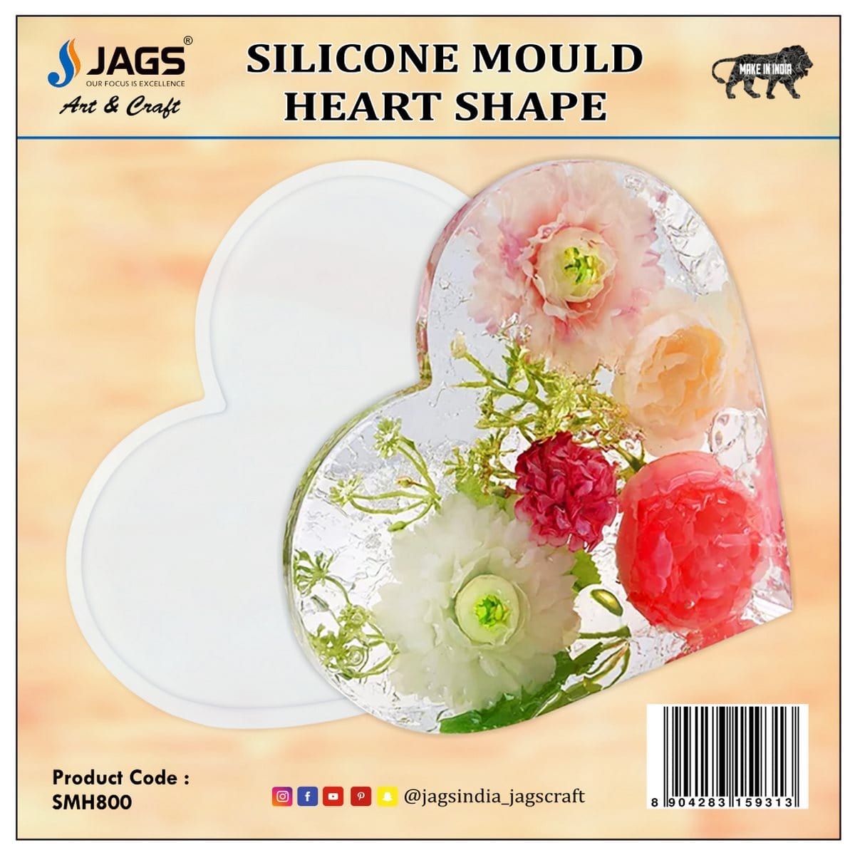 jags-mumbai Mould Silicone Mould Heart 10MM Deep 8 Inch SMH800