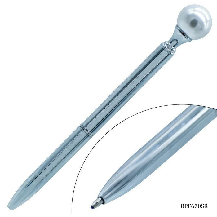 Silver Ball Pen With Fancy Top Peral  Beads