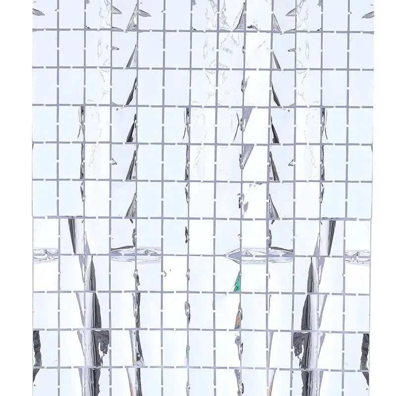 Eva party shop Birthday Supplies Silver Foil Curtains for Decoration- Fringe backdrop curtains (6X3FT)